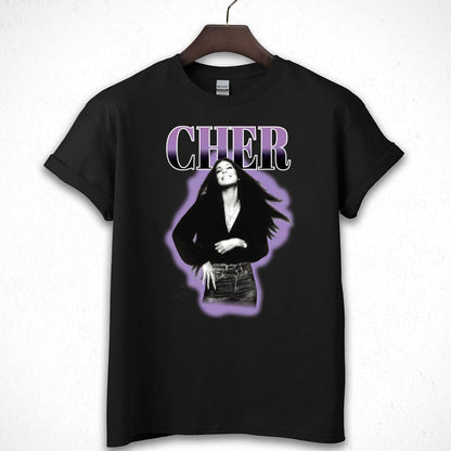 Cher Vintage 70s Pop Icon Retro Purple Outline Unisex T-Shirt