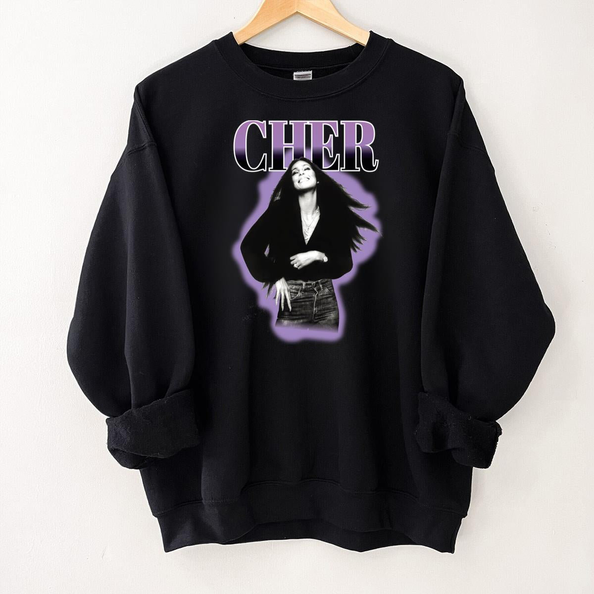 Cher Vintage 70s Pop Icon Retro Purple Outline Unisex T-Shirt