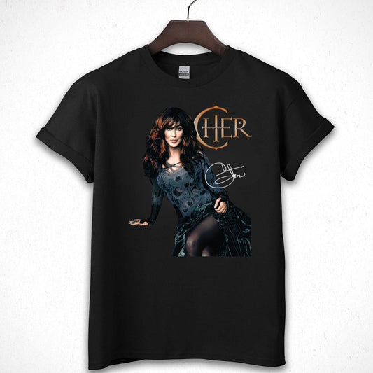 Cher Vintage 70s Singer Signature Official Fan Black Unisex T-Shirt