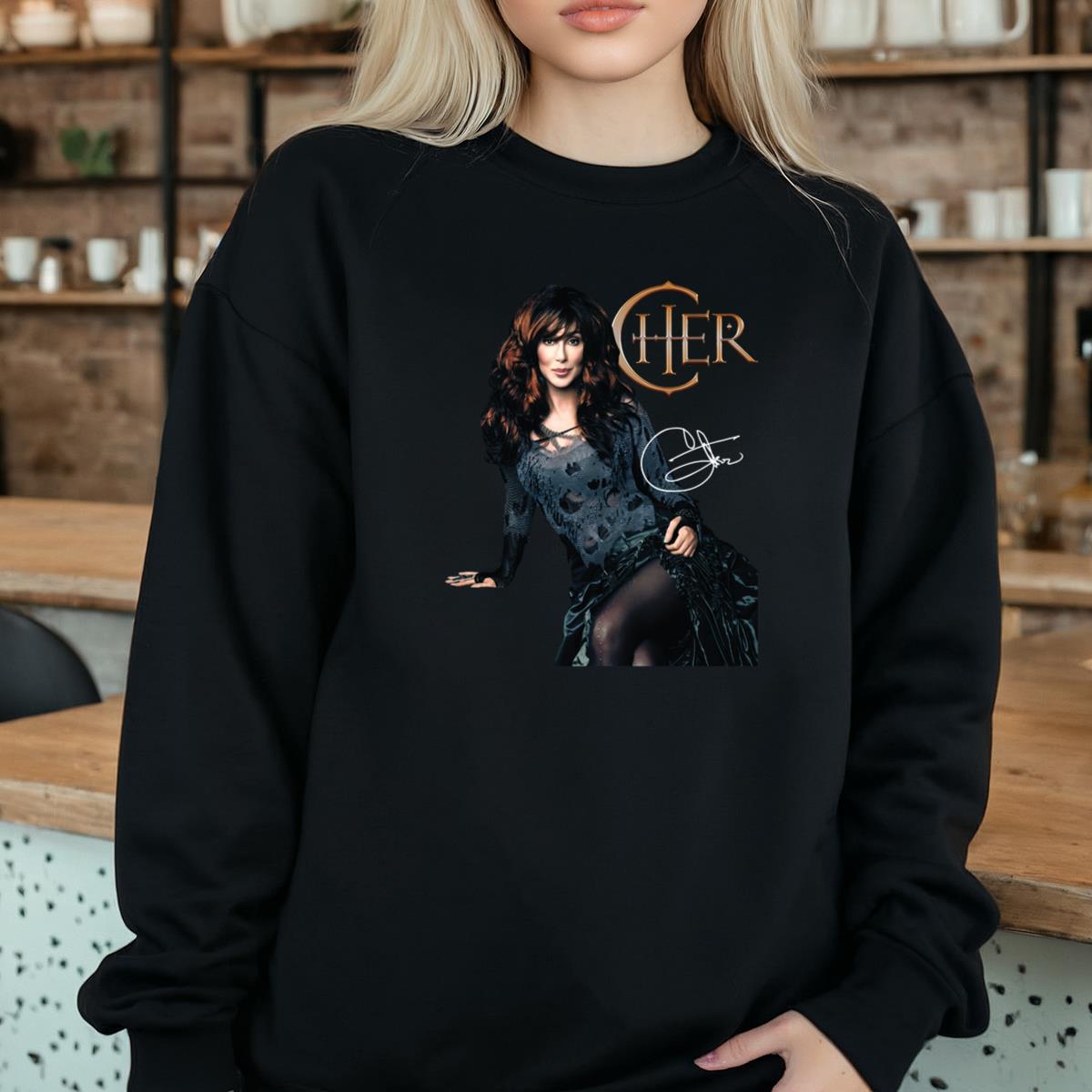 Cher Vintage 70s Singer Signature Official Fan Black Unisex T-Shirt