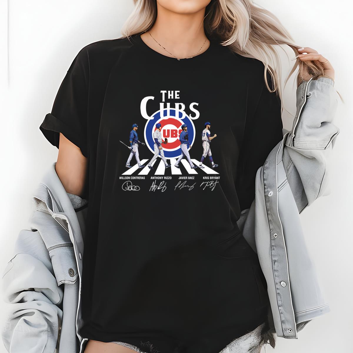 Chicago Cubs Vintage 90s Signatures Official Fan Navy Blue Unisex T-Shirt