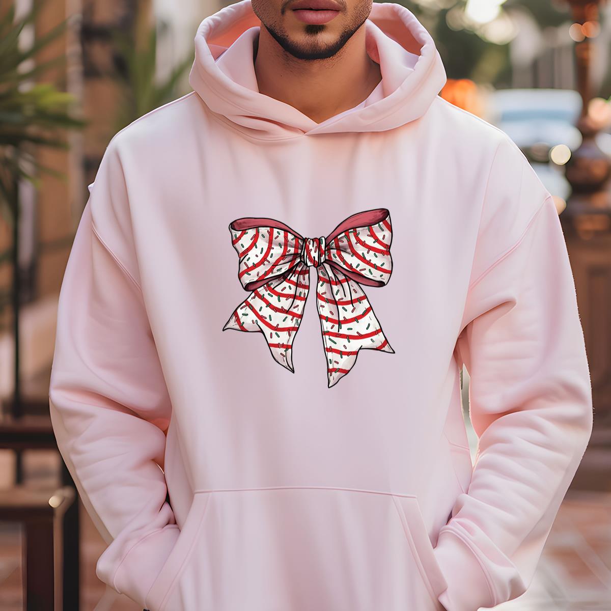 Christmas Comfort Colors Holiday Festive Bow Graphic Tee Womens Sweatshirt