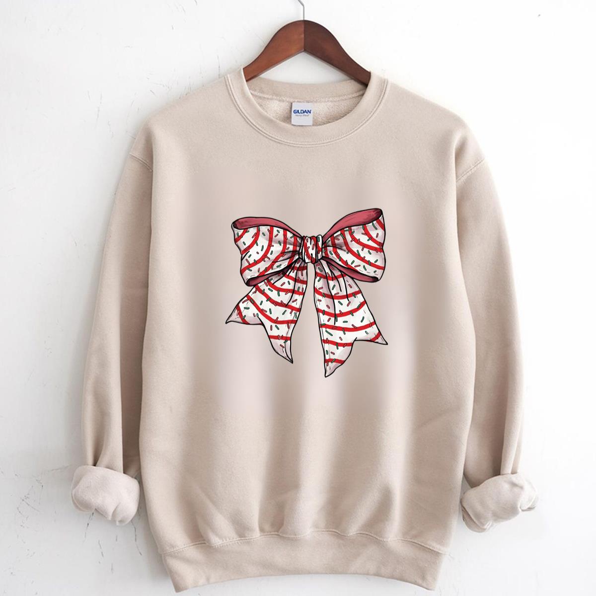 Christmas Comfort Colors Holiday Festive Bow Graphic Tee Womens Sweatshirt