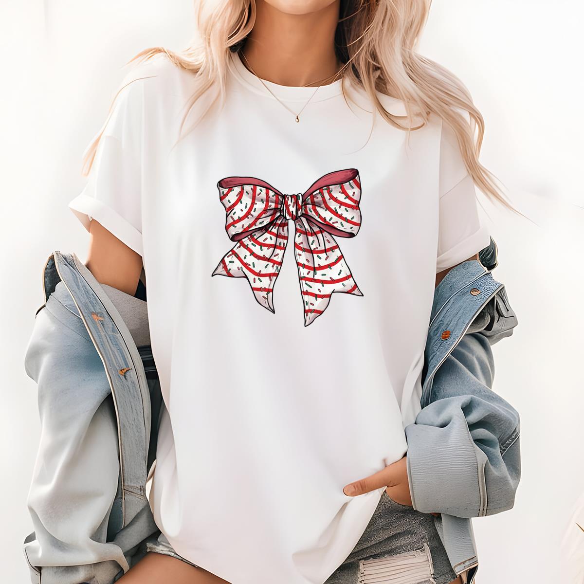 Christmas Comfort Colors Holiday Festive Bow Graphic Tee Womens Sweatshirt