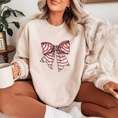 Christmas Comfort Colors Holiday Festive Bow Graphic Tee Womens Sweatshirt