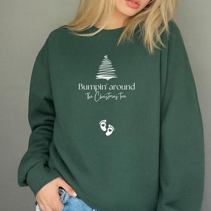 Christmas Pregnancy Announcement Bumpin Around the Christmas Tree Maternity Sweatshirt Jumper