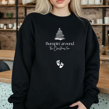 Christmas Pregnancy Announcement Bumpin Around the Christmas Tree Maternity Sweatshirt Jumper