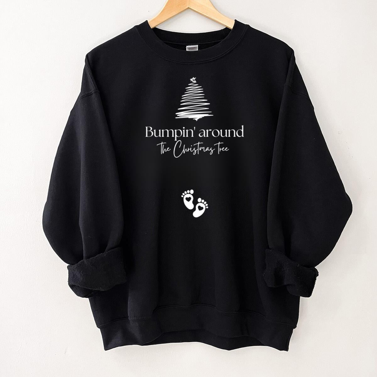 Christmas Pregnancy Announcement Bumpin Around the Christmas Tree Maternity Sweatshirt Jumper