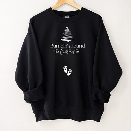 Christmas Pregnancy Announcement Bumpin Around the Christmas Tree Maternity Sweatshirt Jumper