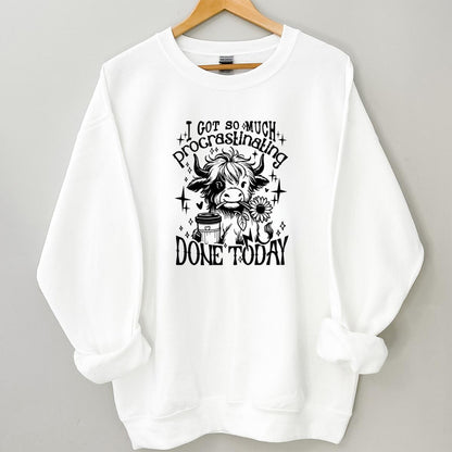 Coffee Lover Highland Cow Funny Procrastination Heifer Vintage Retro Unisex T-Shirt