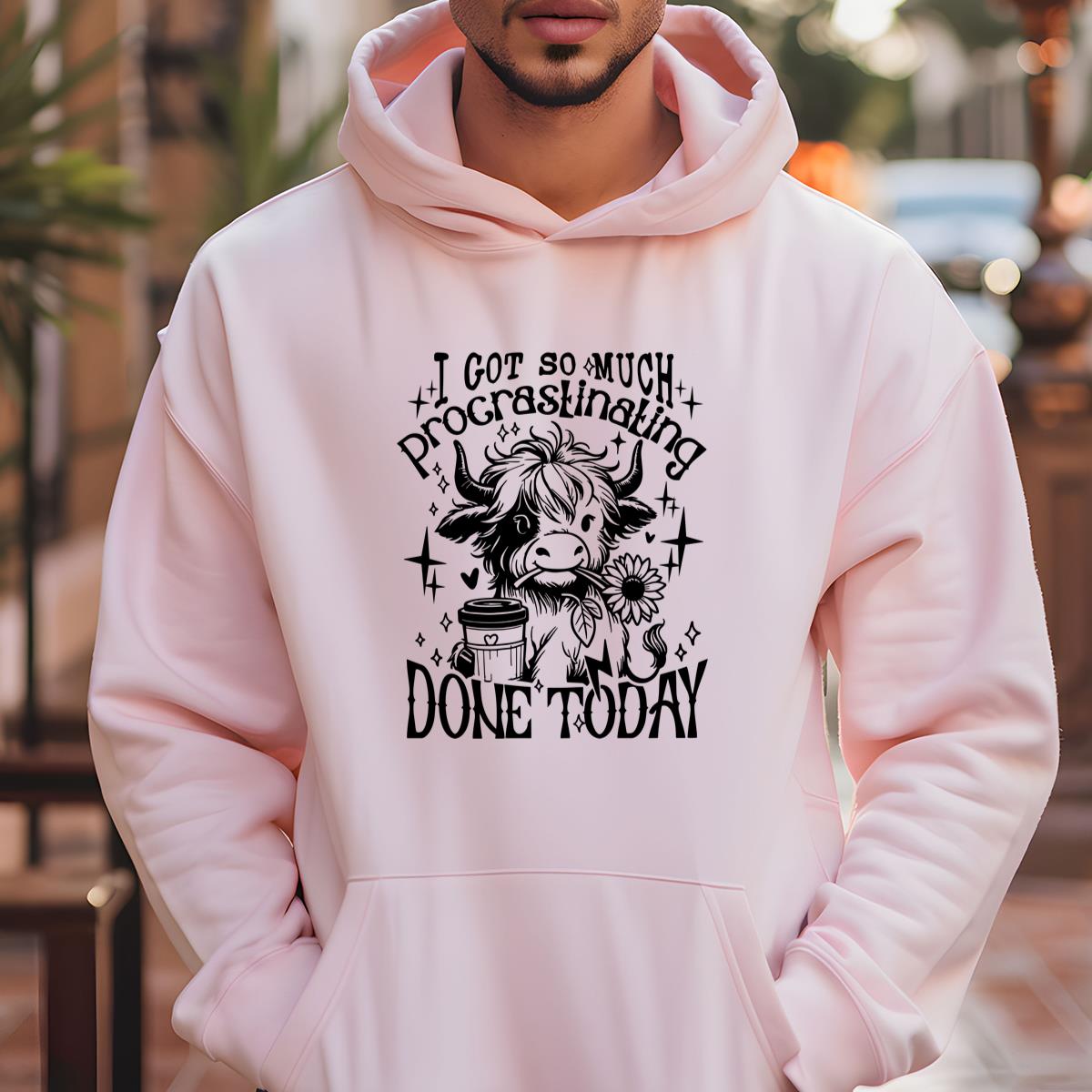 Coffee Lover Highland Cow Funny Procrastination Heifer Vintage Retro Unisex T-Shirt