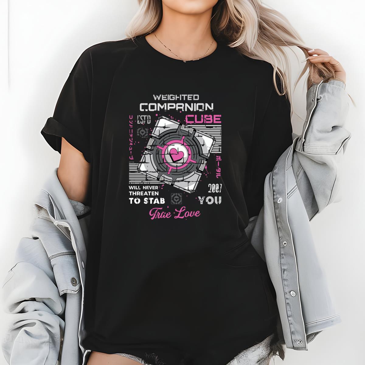 Companion Cube Retro Video Game Inspired Classic Design True Love Unisex T-Shirt