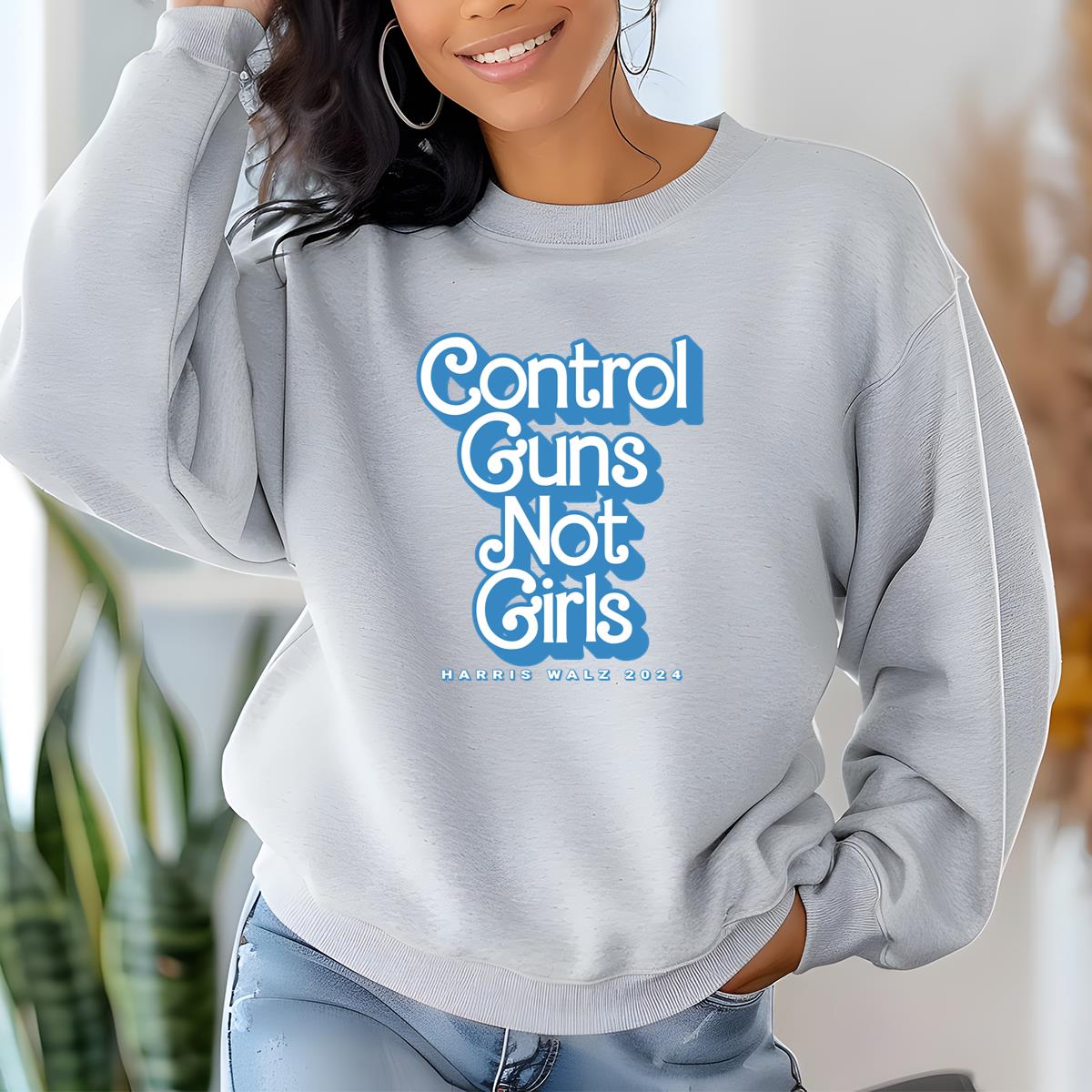 Control Guns Not Girls Progressive Anti-Gun Violence Message Blue Unisex T-Shirt