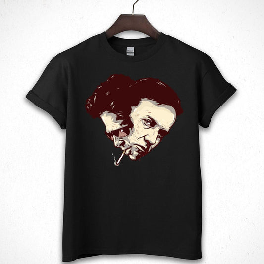 Cool Graphic Man Smoking Cigarette Retro Style T-Shirt 