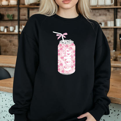 Coquette Diet Coke Floral Vintage Retro Cute Baby Pink Bow Unisex Sweatshirt