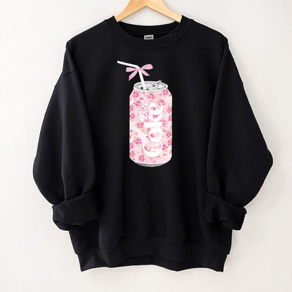 Coquette Diet Coke Floral Vintage Retro Cute Baby Pink Bow Unisex Sweatshirt