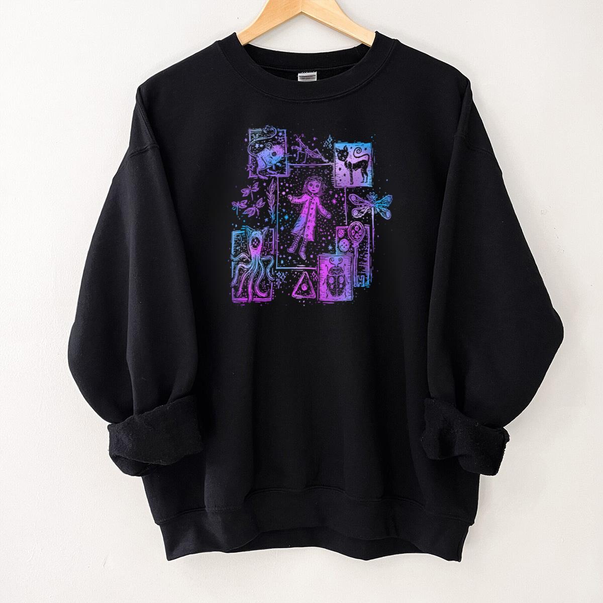 Coraline Dreaming Tunnel to Parallel World Classic Horror Movies Fans Sweatshirt Hoodie Unisex Black