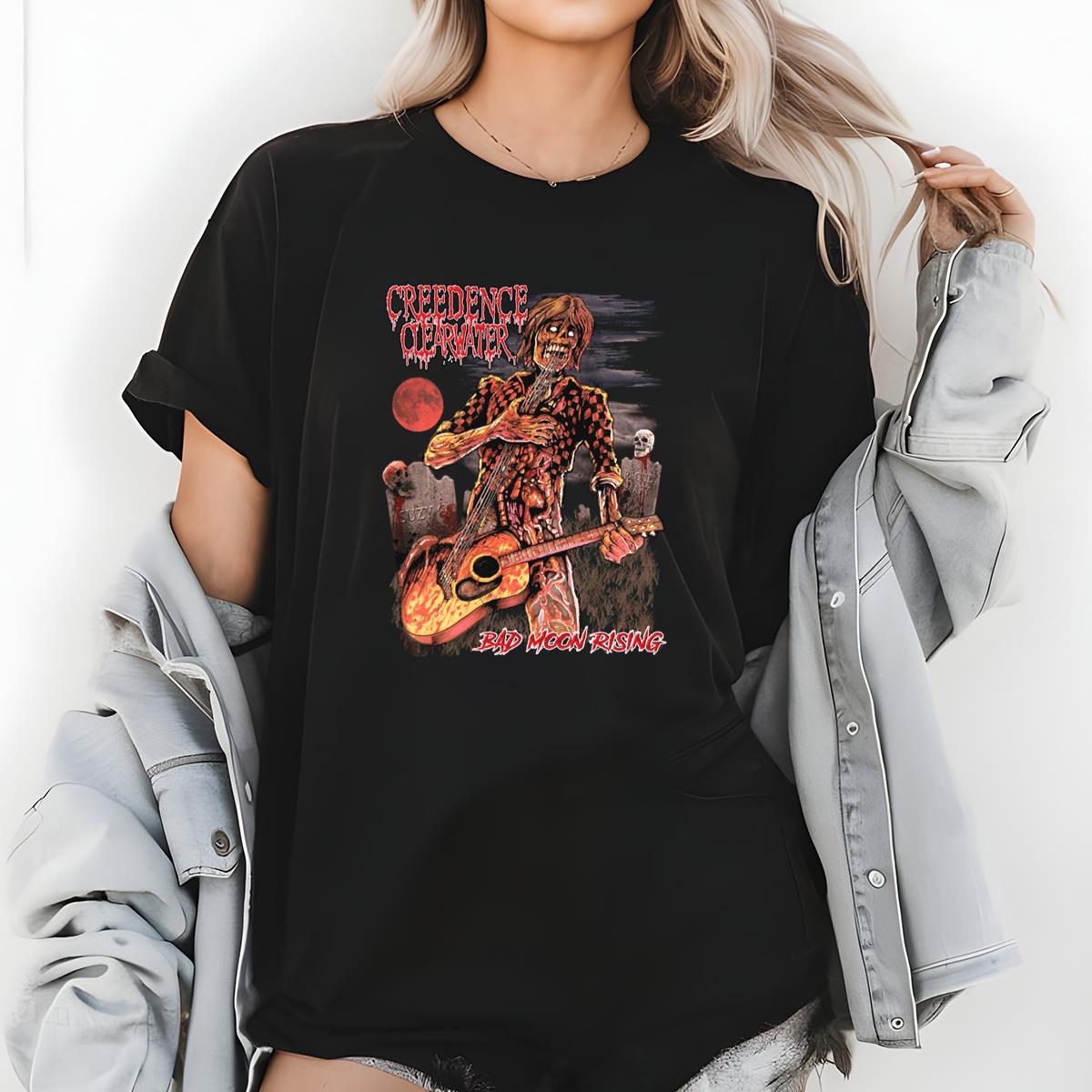 Creedence Clearwater Revival Vintage 70s Bad Moon Rising Collector Retro Black Unisex T-Shirt