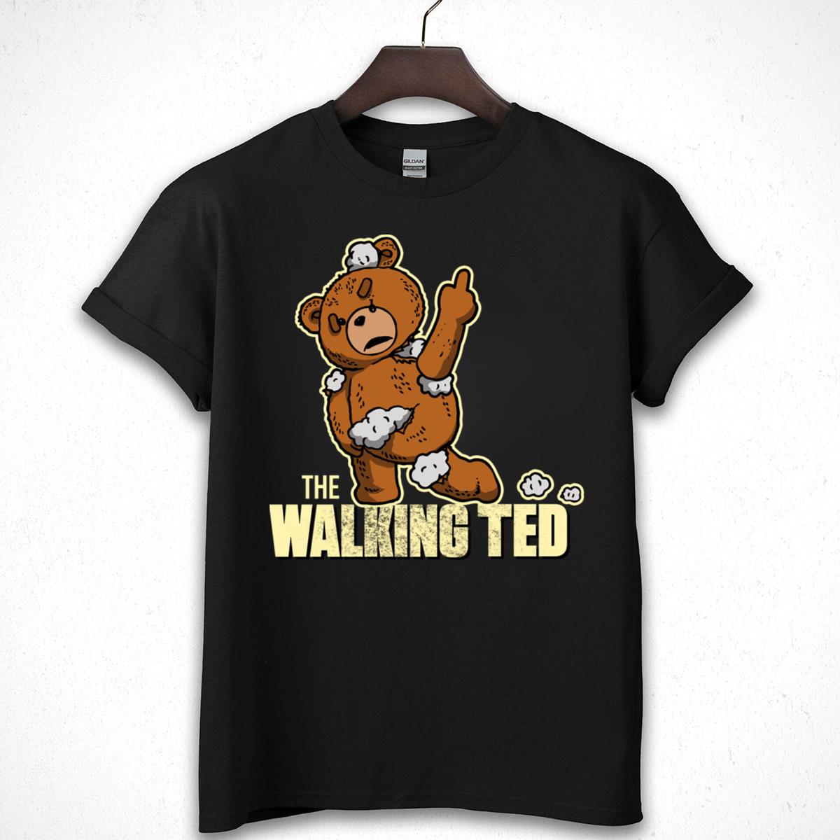 Funny Zombie Teddy Bear Graphic Tee - The Walking Ted Distressed Style T-Shirt 
