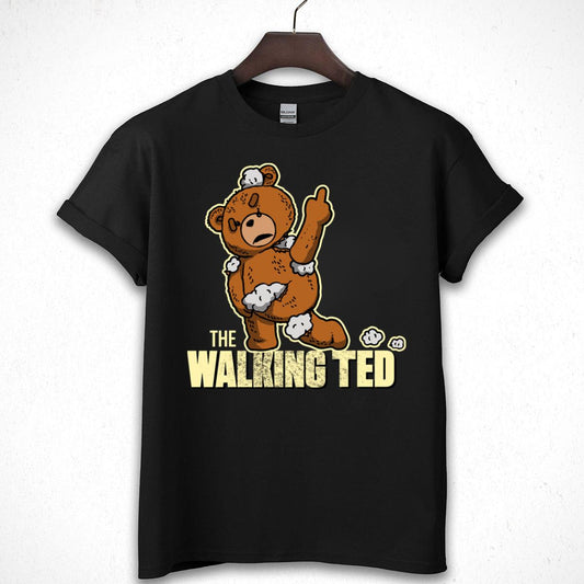 Funny Zombie Teddy Bear Graphic Tee - The Walking Ted Distressed Style T-Shirt 