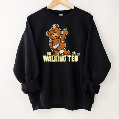 Funny Zombie Teddy Bear Graphic Tee - The Walking Ted Distressed Style T-Shirt 