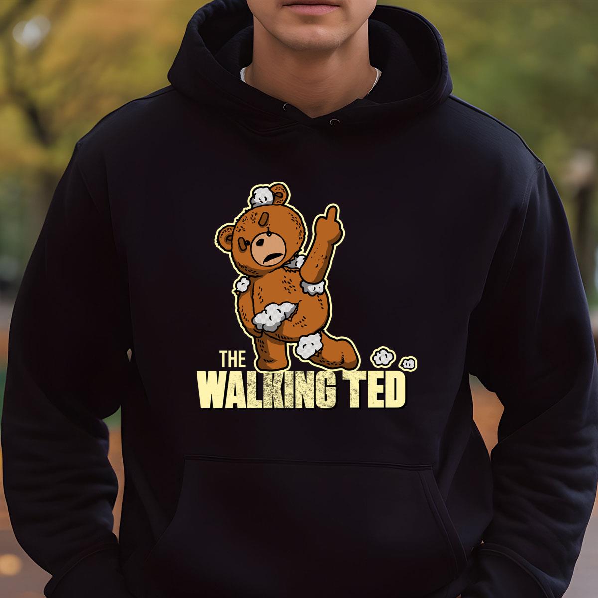 Funny Zombie Teddy Bear Graphic Tee - The Walking Ted Distressed Style T-Shirt 