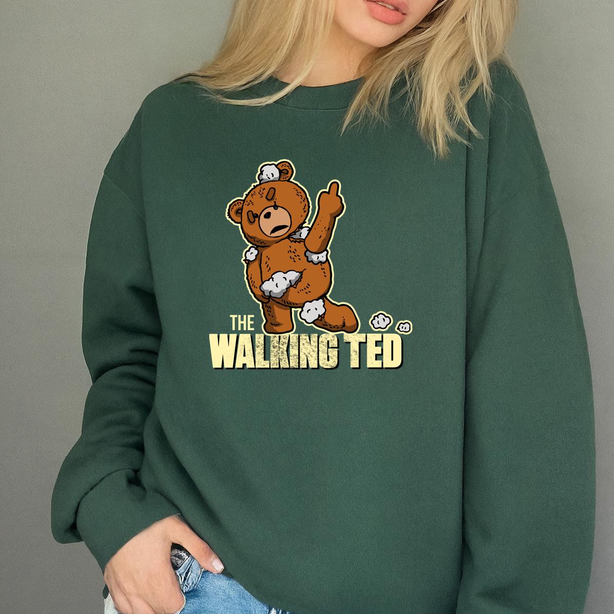 Funny Zombie Teddy Bear Graphic Tee - The Walking Ted Distressed Style T-Shirt 