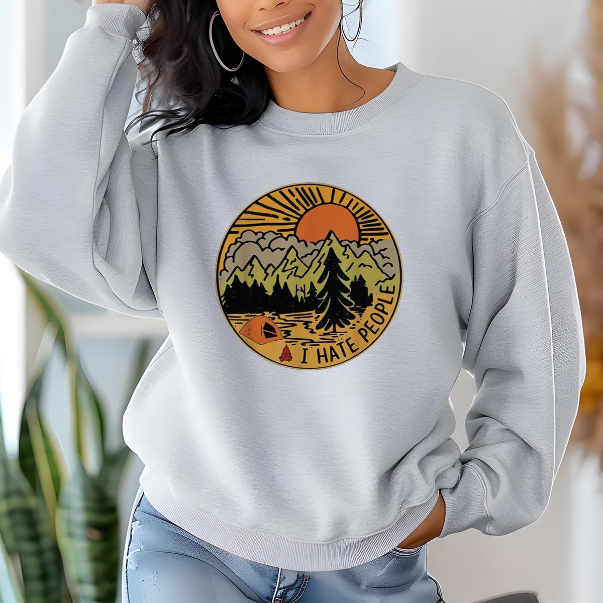 I Hate People Vintage Nature Hiking Camping Mountain Outdoor Unisex T-Shirt