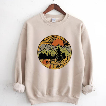 I Hate People Vintage Nature Hiking Camping Mountain Outdoor Unisex T-Shirt