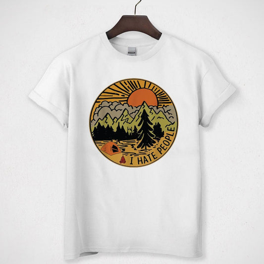 I Hate People Vintage Nature Hiking Camping Mountain Outdoor Unisex T-Shirt
