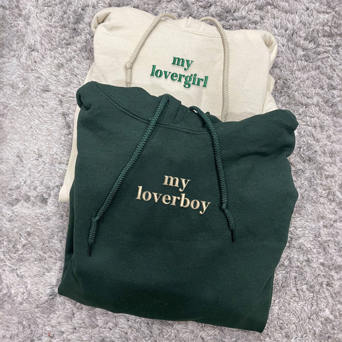 My Loverboy and My Lovergirl Matching Hoodies for Couples - Custom Embroidered Sweatshirts