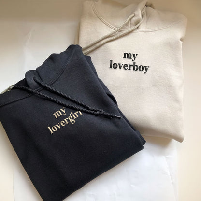 My Loverboy and My Lovergirl Matching Hoodies for Couples - Custom Embroidered Sweatshirts