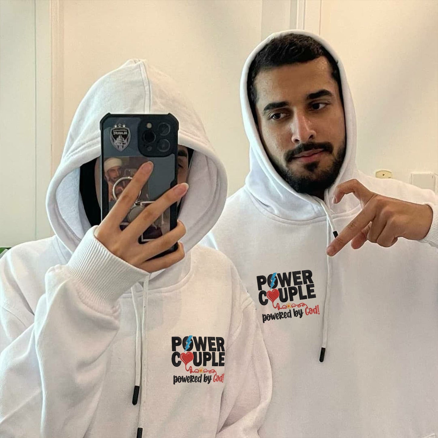 Power Couple Matching Hoodies for Couples - Custom Embroidered Sweatshirts