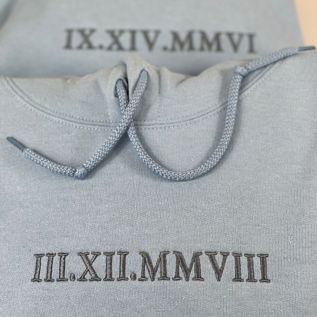 Roman Numeral Embroidered Hoodie - Custom Personalized Sweatshirt