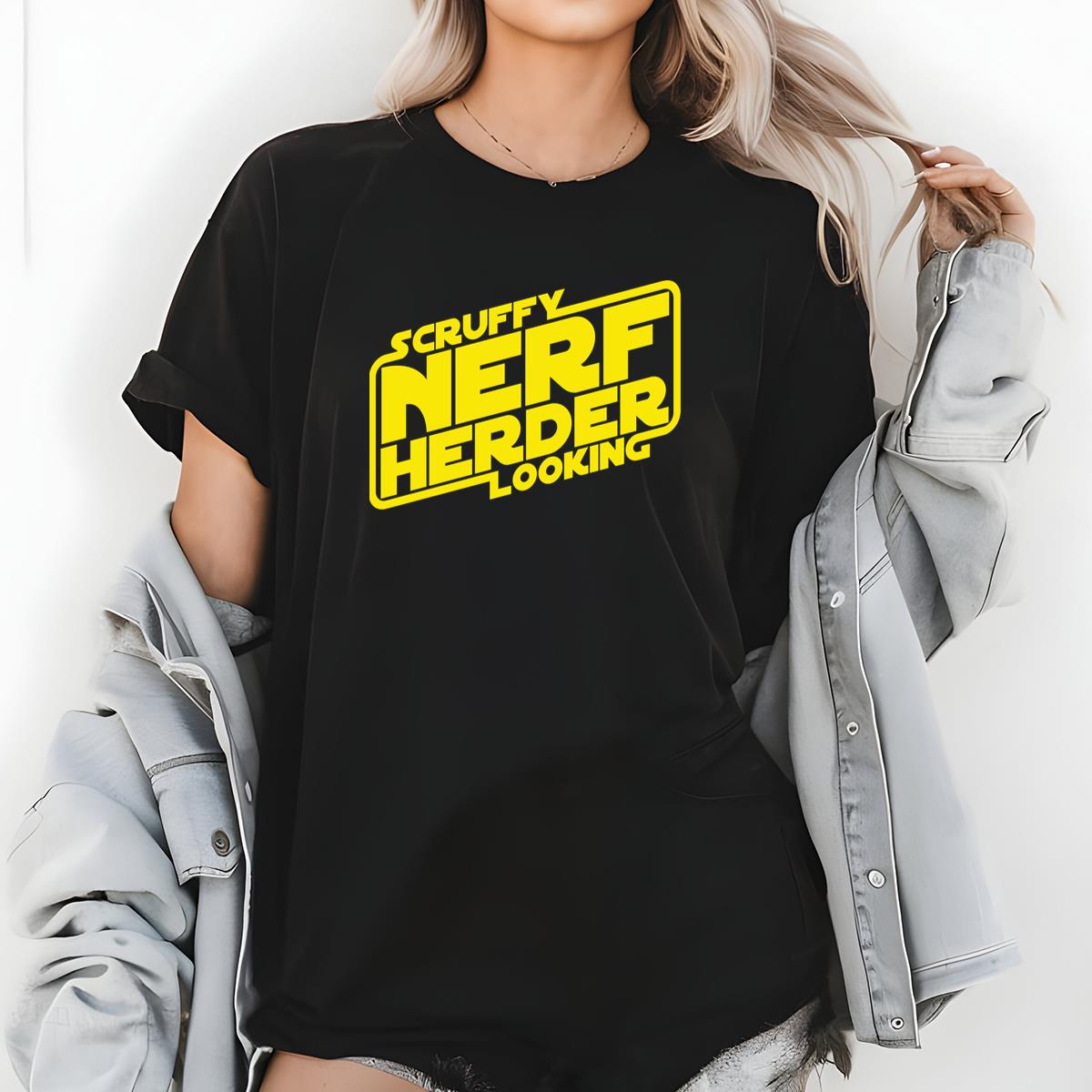Scruffy Nerf Herder Looking Funny Sci-Fi Graphic T-Shirt 
