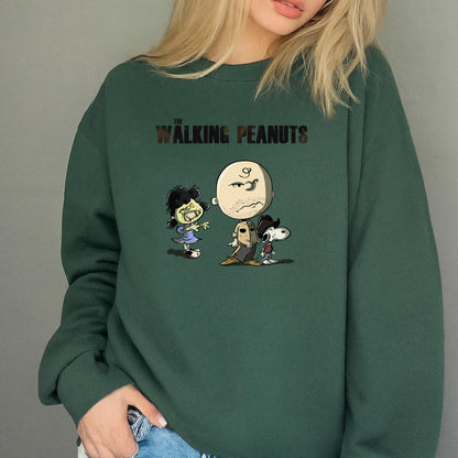 The Walking Peanuts Zombie Mashup Funny Graphic T-Shirt 