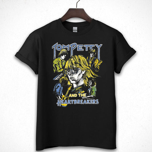 Tom Petty & The Heartbreakers Vintage 80s Rock Band Inspired Official Fan Black Unisex T-Shirt