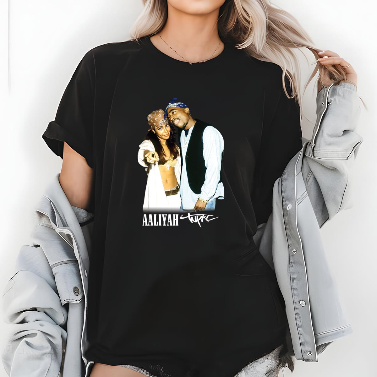 Tupac & Aaliyah Vintage 90s R.I.P Memorial Collector Black Unisex T-Shirt
