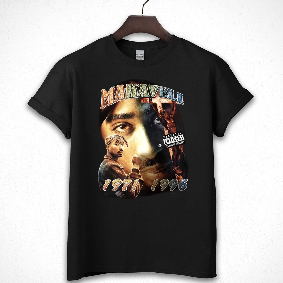 Tupac Vintage 90s Makaveli Rap Music Fan Black Unisex T-Shirt