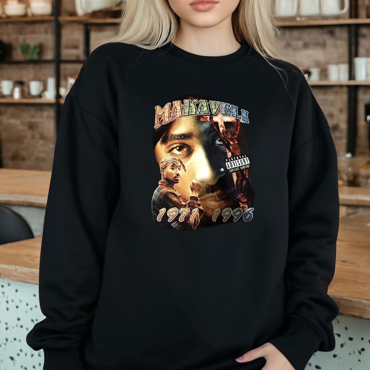 Tupac Vintage 90s Makaveli Rap Music Fan Black Unisex T-Shirt