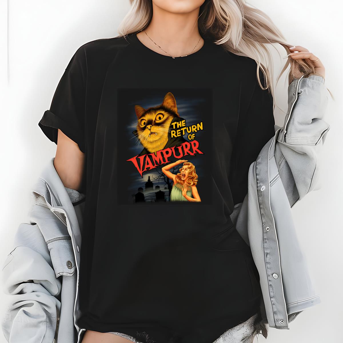 Vampurr Vintage 80s Horror Fans Black Unisex T-Shirt