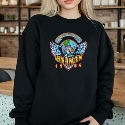 Van Halen Retro 1984 World Tour Official Fan Vintage Black Unisex T-Shirt