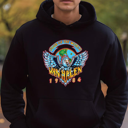 Van Halen Retro 1984 World Tour Official Fan Vintage Black Unisex T-Shirt