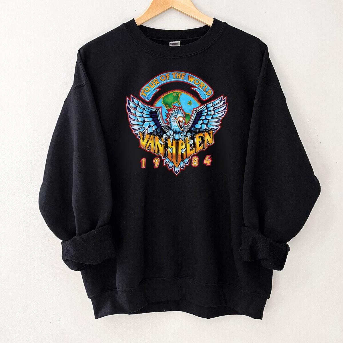 Van Halen Retro 1984 World Tour Official Fan Vintage Black Unisex T-Shirt