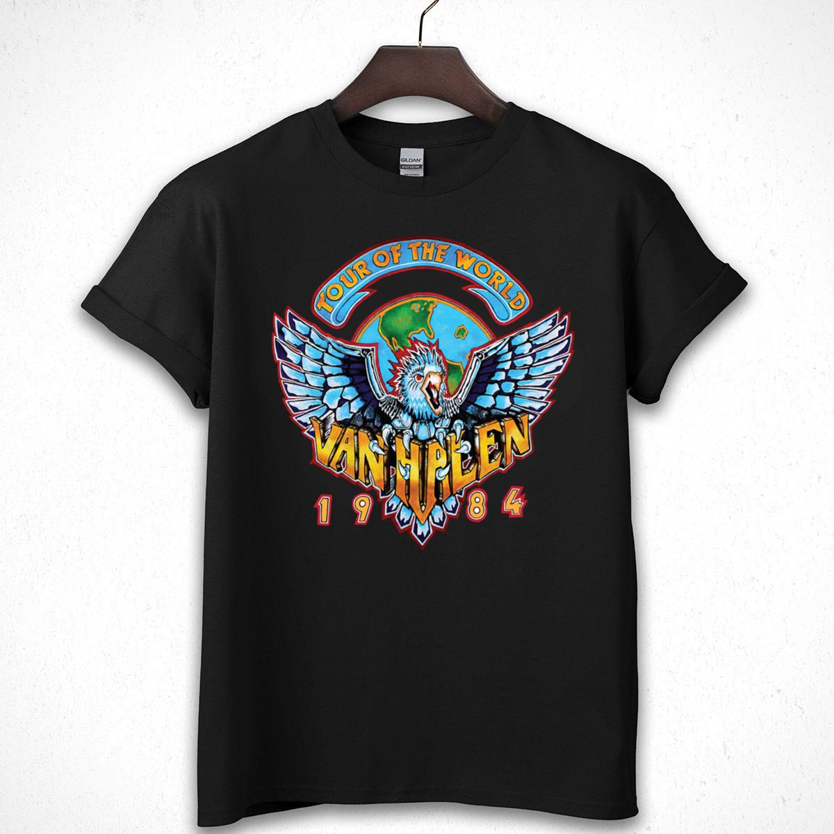 Van Halen Retro 1984 World Tour Official Fan Vintage Black Unisex T-Shirt