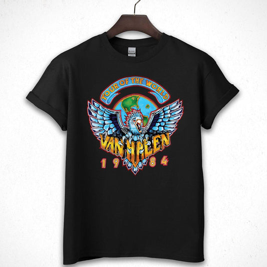 Van Halen Retro 1984 World Tour Official Fan Vintage Black Unisex T-Shirt