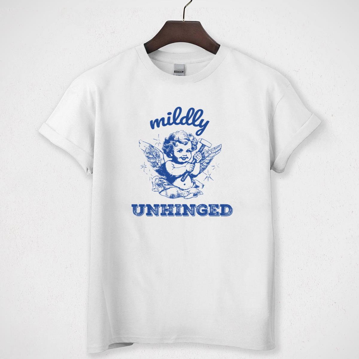 Vintage Cherub Angel Design Mildly Unhinged Collector Edition Unisex Ringer Shirt