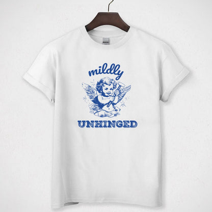 Vintage Cherub Angel Design Mildly Unhinged Collector Edition Unisex Ringer Shirt