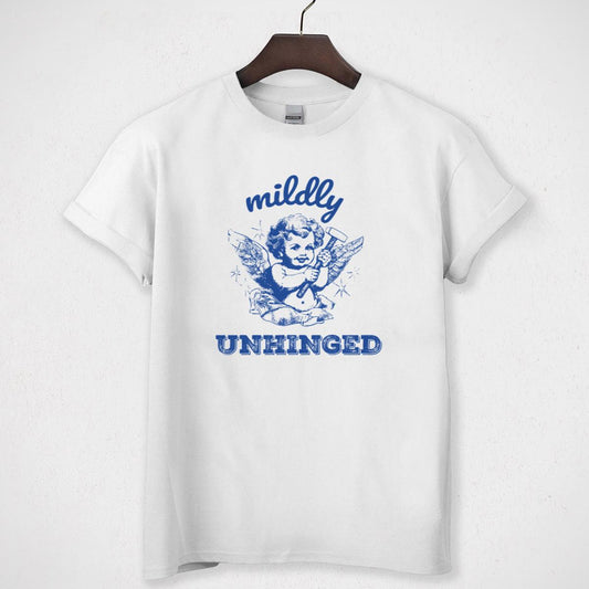 Vintage Cherub Angel Design Mildly Unhinged Collector Edition Unisex Ringer Shirt