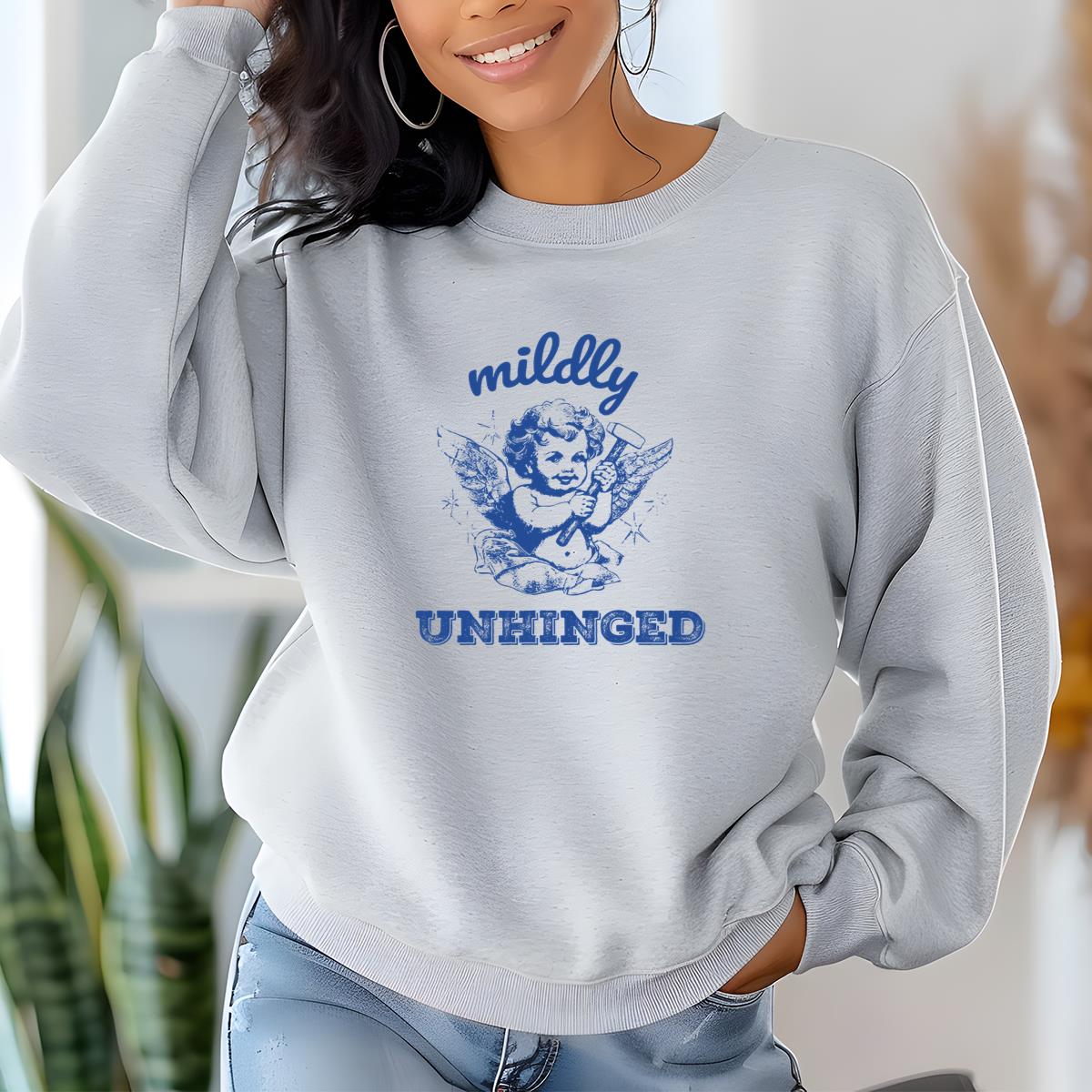 Vintage Cherub Angel Design Mildly Unhinged Collector Edition Unisex Ringer Shirt